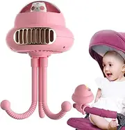Baby Car Seat Fan - 4 Speed Stroller Cooling Bladeless Fan With Flexible Tripod,2000mAh Personal Blower Night Light For Car Seat Crib Treadmill Travel
