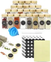 Jars Spice Labels Seasoning Storage Bottles Bamboo Lids Minimalist 120ml 24Pcs