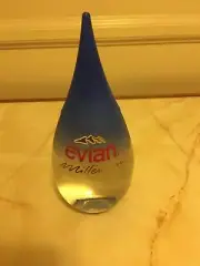 EVIAN MILLENIUM 2000 Large Glass Tear Drop Sealed Water Bottle Special Edition 2