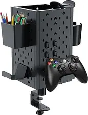 SUPERLIT Desk Pegboard | Desk Accessories Gaming Headset Stand, Under Storage, Controller Holder, Cup Standing Organizers Cubicle Essentials Hook Clamp Wired Cable Mount Room Tech Gadgets