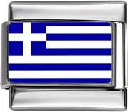 [STYLYSH CHARMS] GREECE GREEK FLAG Photo Italian 9mm Charm PC068 Fits Traditional Classic
