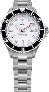 [RATIO] FreeDiver Sapphire Stainless Steel White Dial Automatic RTFL833 200M Women's Watch, White