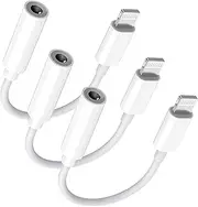 Lightning to 3.5 mm Headphone Jack Adapter, [Apple MFi Certified] 3 Pack iPhone 3.5mm Headphones/Earphones Jack Aux Audio Dongle Adapter Compatible for iPhone 12 11 XS XR X 8 7 iPad, Support iOS 14