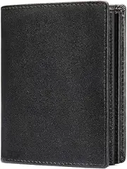 [Generic] Mens Leather Bifold RFID Vertical Wallet Extra Large Capacity Card Holder with 16 Slots and ID Window, Black, Large, Classic