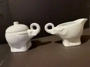 NEW Pier 1 White Elephant Creamer And Sugar Set