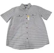 Carhartt Chambray Plaid Shirt Men's Large Tall Loose Fit Midweight Fired Brick