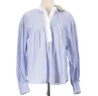 Lee Mathews NWT Emmie Blouse Size 3 US Large in Sky Blue and White 100% Cotton