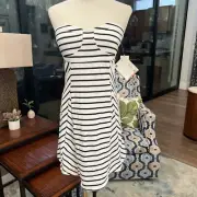 Roxy Strapless Size Large Black White Stripes At My Side Dress New Women Stretch