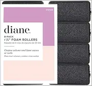 Diane Foam Hair Rollers, 1.25-Inch Diameter, Soft and Durable Foam with Snap-Lock Closure for Comfortable Styling and Long-Lasting Curls, Black, 8 Count