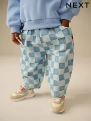Denim Checkerboard Barrel 100% Cotton Jeans (3mths-7yrs) (E29033) | $17 - $19