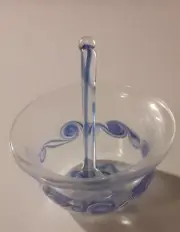 Open Salt Glass- Handblown borosilicate Set- Dish and Spoon Art/ Apothecary