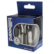 Billboard Stereo Earbuds with Mic and zippered Case, Model BB988, Nib, White
