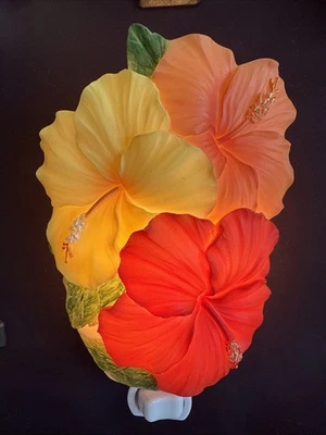 Ibis And Orchid Design Hibiscus Trio Bonded Marble Night Light New In Box