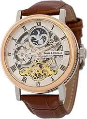 [DANIEL&DOUGLAS] Watch DD8806 Analog Automatic Mechanical Wristwatch Skeleton Brand Pink Gold Brown Men's, Brown