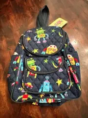 Quilted Space Monster Backpack/Purse Small Navy Diaper Bag N.Gil