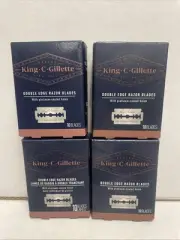 4CT King C Gillette Double Edge Safety Razor Blades 10 ct Box Each(Total 40ct)