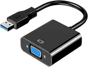 USB to VGA Adapter, USB 3.0/2.0 to VGA Adapter Converter, HD 1080P Video Graphics Cable Converter for PC, Laptop, HDTV TV, Compatible with Windows XP/7/8/8.1/10
