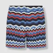 $420 Missoni Men's Blue Zig-Zag Wave-Print Swim Shorts Size 2XL