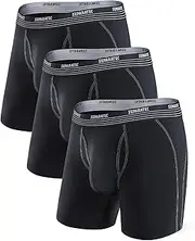 [Separatec] Athletic Mens Underwear, Anti Chafing Performance Long Leg Boxer Briefs for Men 3 Pack with Dual Pouch Design