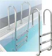 Swimming Pool Ladder,3 Steps Pool Pedal Step,Stainless Steel Swimming Pool Step, for Indoor Pool Outdoor Pool Water Park(Drilling,3-Steps1.2mm)