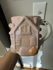 NEW Cobwebs & Cauldrons Pink Iridescent Haunted House Pumpkin Ghost Hallowee Mug