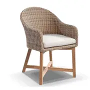Coastal Outdoor Wicker Dining Chair with Teak Timber Legs - Outdoor Wicker Chairs