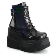Demonia Shaker-52 Gothic Cyber Punk Platform Boots Hologram