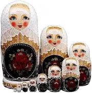 Matryoshka Russian Nesting Dolls Matryoshka Handmade Wooden Creative Educational Toys Nesting Doll 10 Piece Birthday Halloween Wish Gift Happy Gift