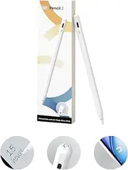 eiP Pencil 2 for iPad 2024-2018, Magnetic, 0.1mm Precise, 2X Durable Tips, Palm Rejection Stylus for iPad 10/9/8/7/6th Gen, iPad Pro 12.9/11/13" M4, iPad Air 3/4/5 M2, iPad Mini 5/6/7, White