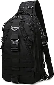 ReelFin Fishing Tackle Backpack with Rod Holder, Lightweight Water-Resistant Fishing Shoulder Storage Bag Tackle Bag, Premium Sling Bag with D-Rings and Waist Strap