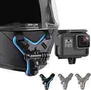 Lupholue Motorcycle Helmet Chin Strap Mount Compatible with GoPro Hero 12, 11, 10, 9, 8, 7, (2018), 6, Hero Black, Insta 360, Session, Xiaomi Yi, SJCAM (Blue)