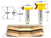 3/8" Bead 2 Bit Canoe Joint Router Bit Set - 1/2" Shank - Yonico 13203