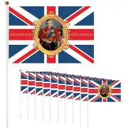 10 Pack Union Jack Flag King Charles Small Hand Waving British Party Event UK