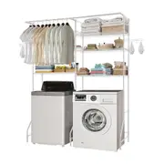 VEVOR Over Washer and Dryer Storage Shelf Two Row 6 Tiers Washer Rack White