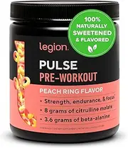 Legion Pulse Pre Workout Supplement - All Natural Nitric Oxide Preworkout Drink to Boost Energy, Creatine Free, Naturally Sweetened, Beta Alanine, Citrulline, Alpha GPC (Peach)