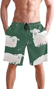 [XYMZR] Cute Sheep Grassland Men's Swim Trunks Quick-Dry Bathing Suit Swimming Board Shorts S