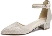 [AMOJI] Girl High Closed Toe Heels Wedding Dress Shoes KID412, Gold, 13 Little Kid
