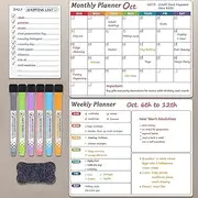 Dry Erase Magnetic Calendar for Refrigerator, 3 Pack- Monthly & Weekly & Daily Planner Magnet Whiteboard for Fridge Wall Door - Shopping, Meal/Menu, To Do List, Family Schedule Planning Board