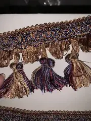 ❤️Fan Tassel Fringe Trim - Drapery Curtains Upholstery Pillows Gold/multi BTY