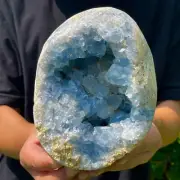 7.52LBNatural Blue Celestite heart Geode QuartzCrystal Mineral Specimen Healing