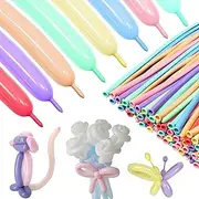 YALLOVE Macaron Latex Long Balloon Assorted Color, Set of 100, Twisting Animals Model Magic Balloons for Baby Shower Birthday Grad Party Decoration(260Q)