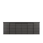 SKYTTA / MEHAMN sliding door combination, black/double sided dark grey, 603x205 cm