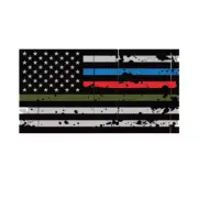 Thin Blue Line Police Firefighter Military Tattered Fl