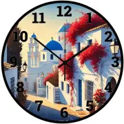 Greece Santorini Greek Style Homes Colors Art Wall Clock a Hanging Time Piece