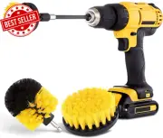 Drill Brush Attachment Set Power Scrubber for Bathroom Grout Tile Floor Yellow