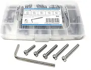 iexcell 50 Pcs M5 x 20/25/30/35/40mm Thread Pitch 0.8 mm Stainless Steel 304 Hex Socket Head Cap Screws Bolts Assortment Kit