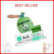 Reli. Biodegradable 6-10 Gallon Trash Bags | 150 Count | ASTM D6954 | Green | Ec