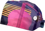 [WOSHJIUK] Working Hat 2 Pack Scrub Caps for Women,Abstract Jazz Art Music Instruments,Tie Back Cap Adjustable Scrub Hat