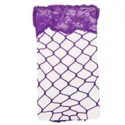 Lace Top Fishnet Thigh High Stockings Diamond Net Fence Purple STC207