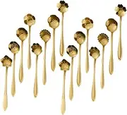 VILLFUL 5 Sets Charming Flower Shaped Small Tea Spoon Set Elegant Stainless Steel Mixing Spoons for Coffee Tea and Desserts Ample Supply for Home and Use Occasion
